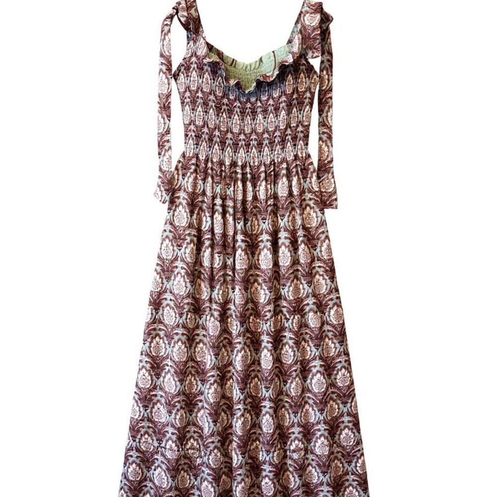 Hill House Brown and Cream Maxi Dress - Picture 4 of 9